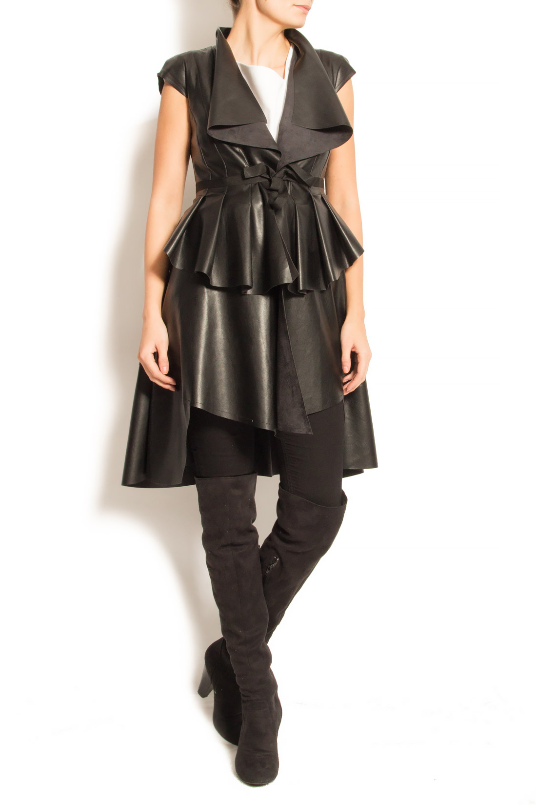 Faux leather vest with detachable skirt Alexandra Ghiorghie image 0
