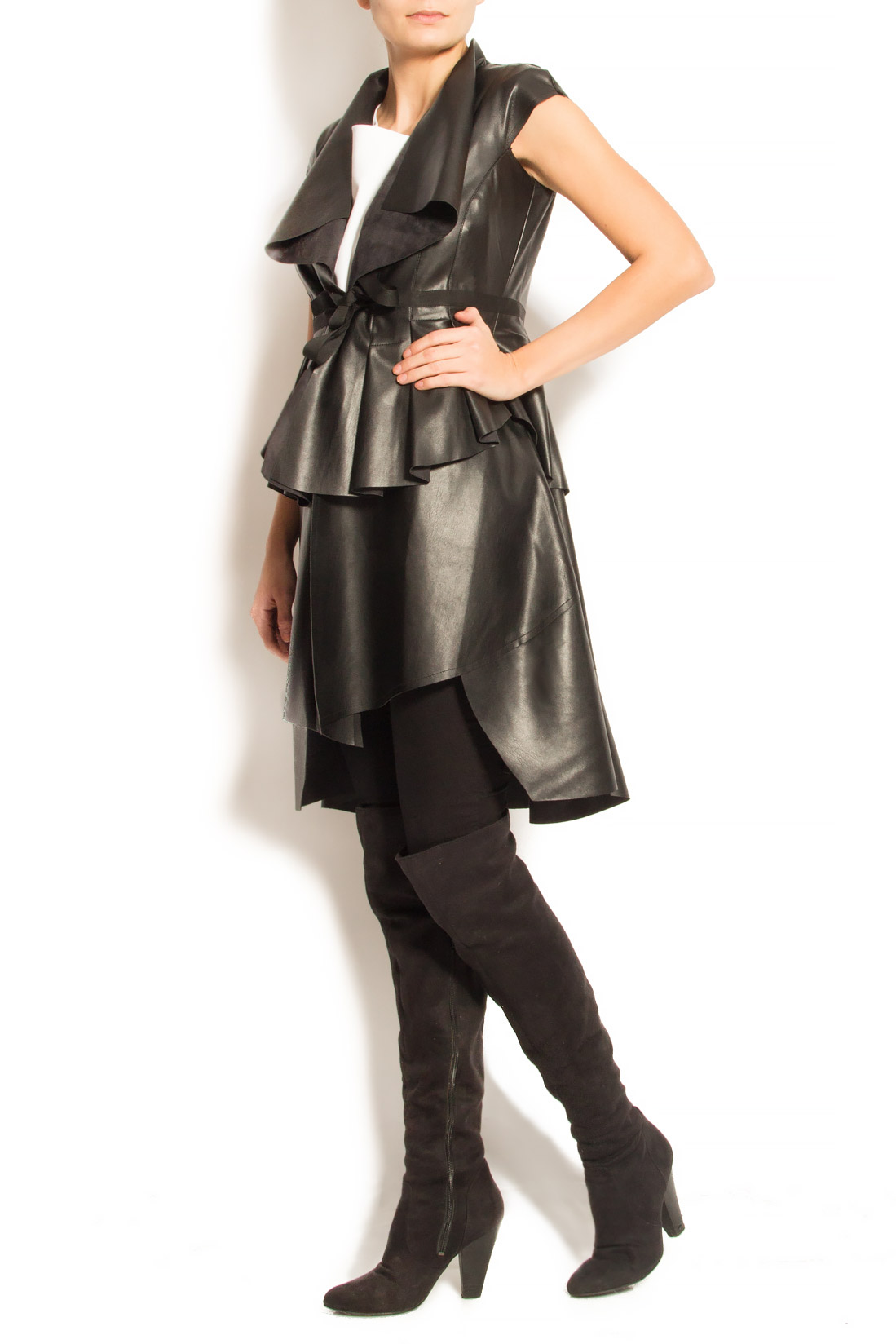 Faux leather vest with detachable skirt Alexandra Ghiorghie image 4