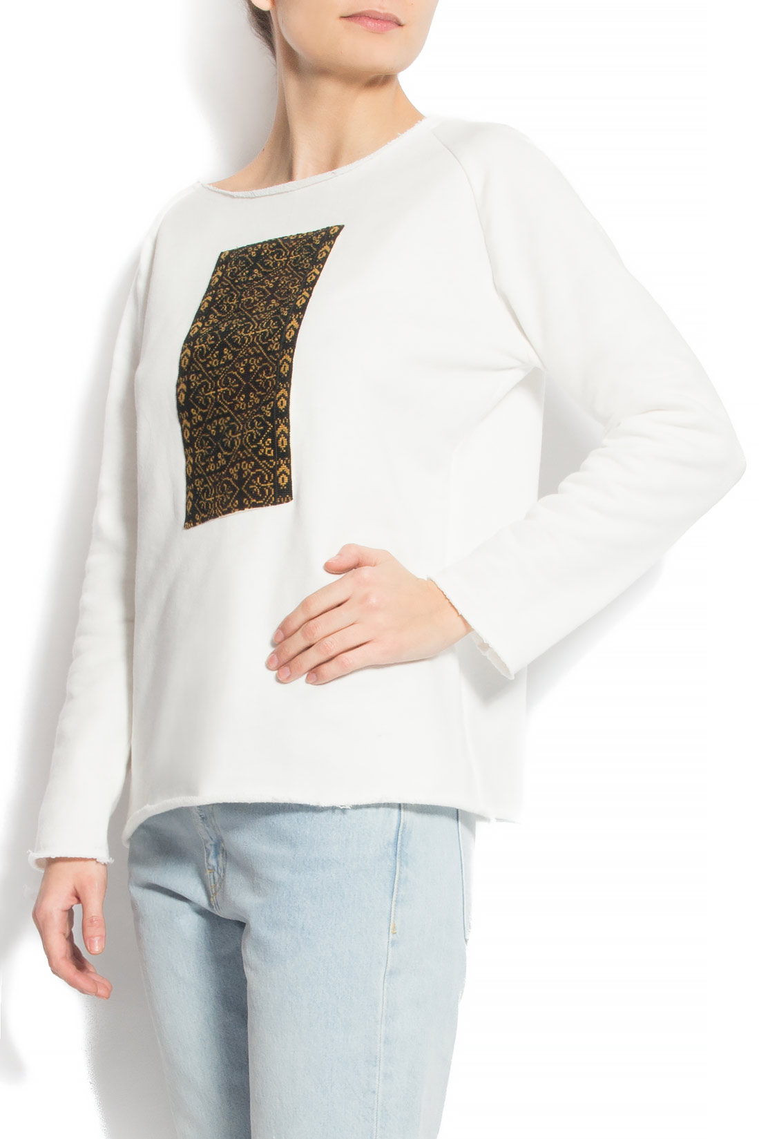 Bluza din bumbac cu imprimeu traditional Izabela Mandoiu imagine 1