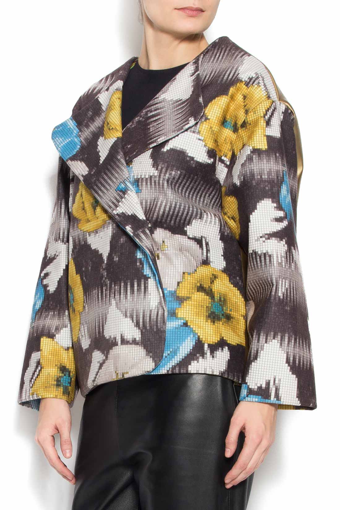 Printed scuba and faux leather jacket Laura Firefly image 2