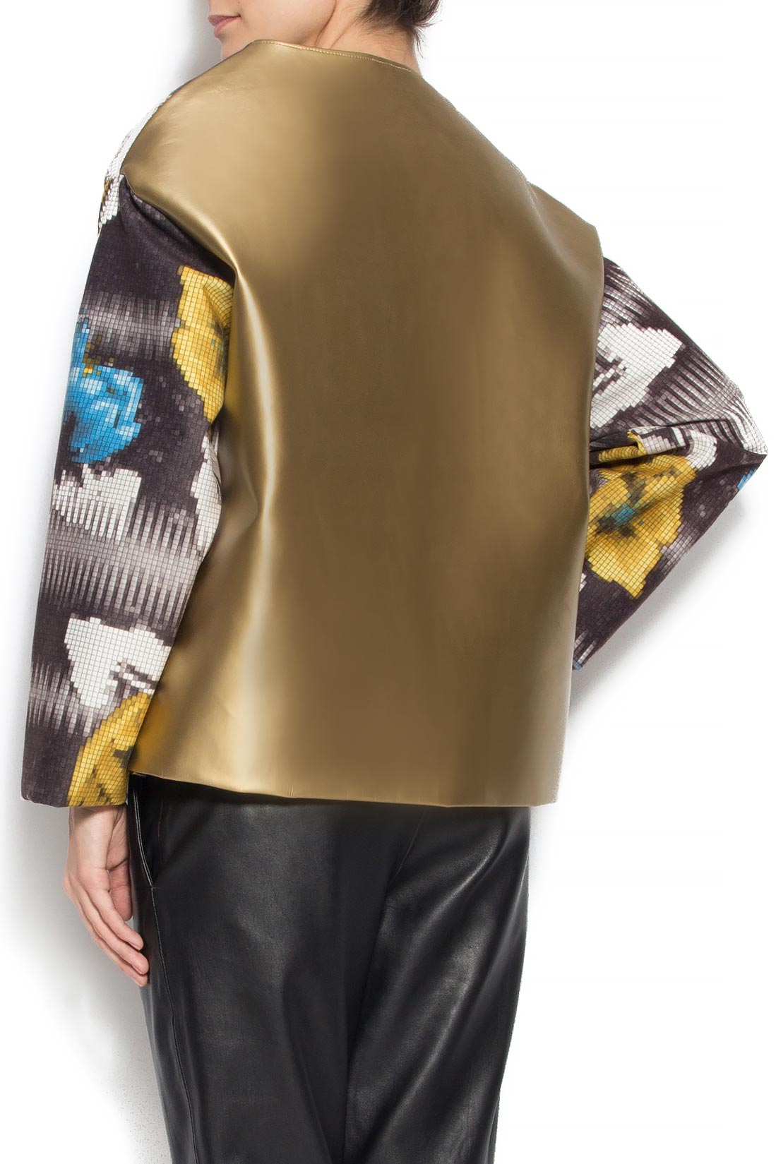 Printed scuba and faux leather jacket Laura Firefly image 3