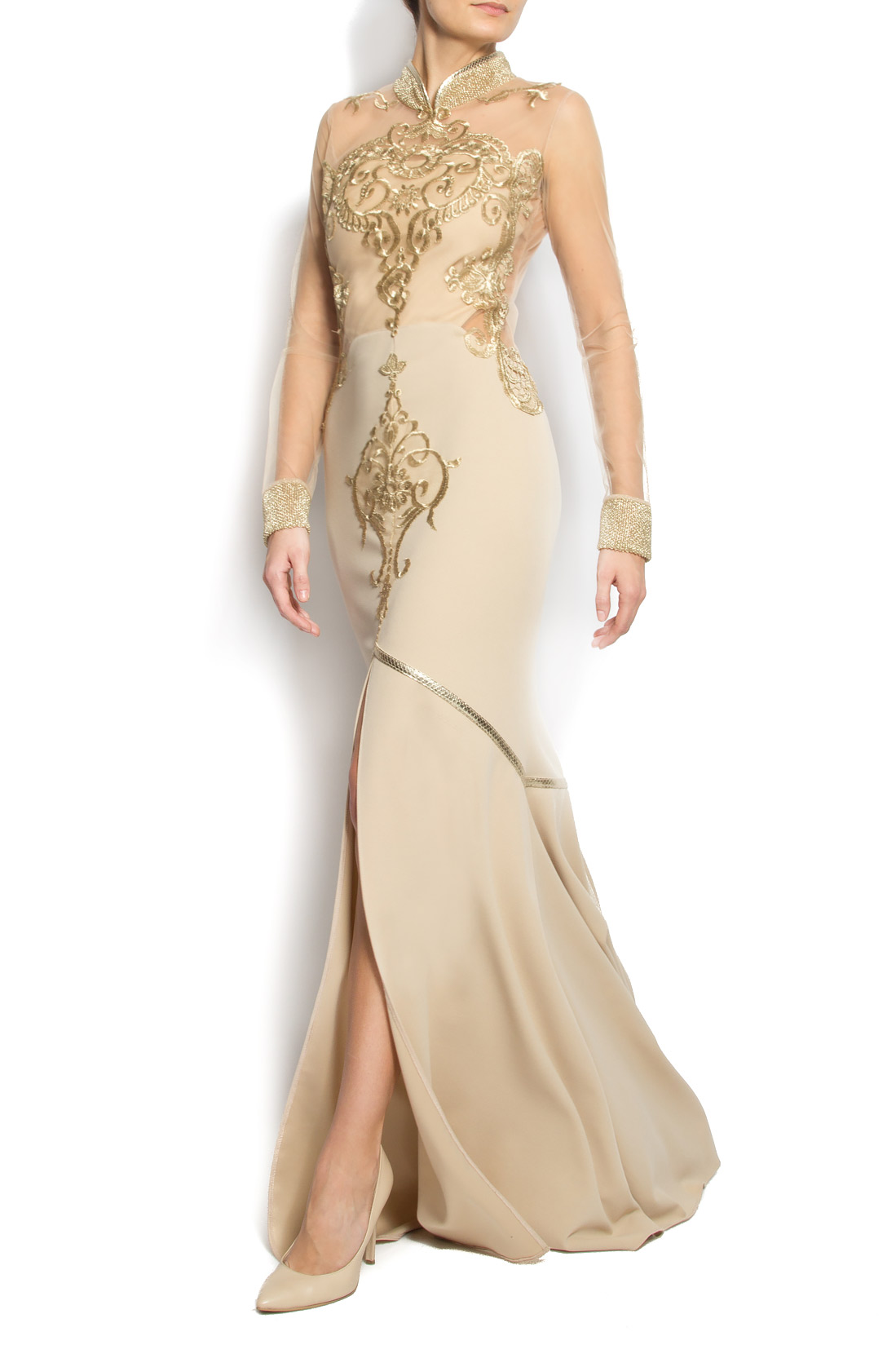 Hand embroidered crepe gown Anca si Silvia Negulescu image 1