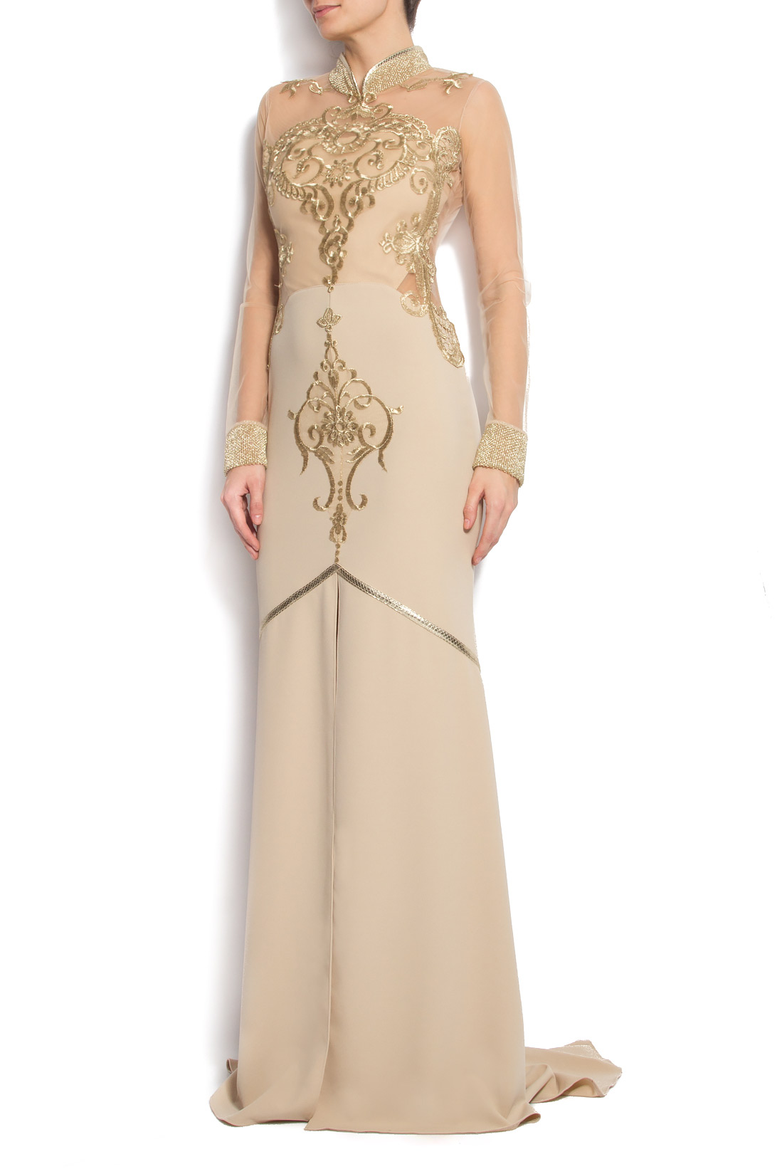 Hand embroidered crepe gown Anca si Silvia Negulescu image 2