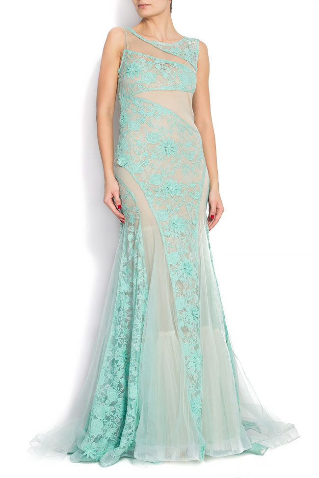 Lace-appliquéd tulle gown Elena Perseil image 0