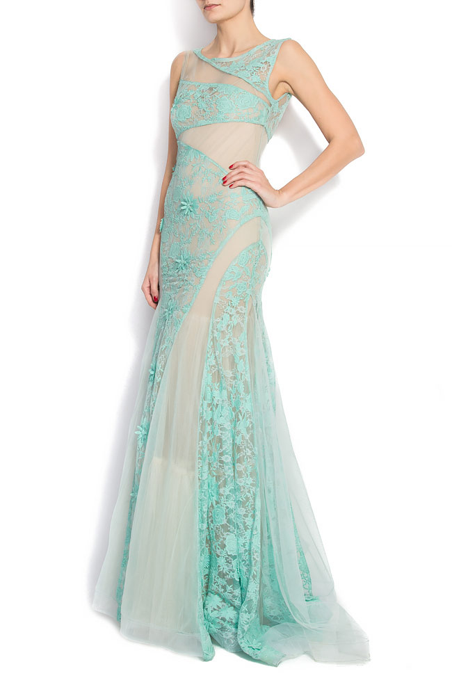Lace-appliquéd tulle gown Elena Perseil image 1