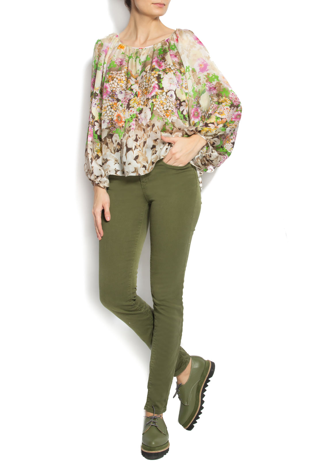 Floral-print silk-georgette blouse Claudia Castrase image 0