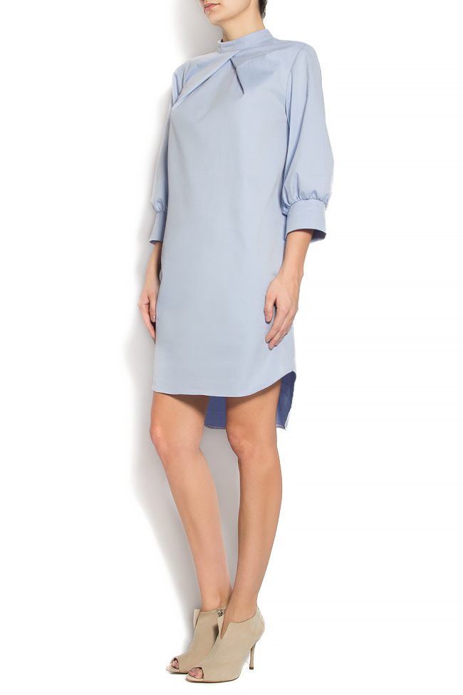 Cotton-poplin asymmetric shirt dress Framboise image 1