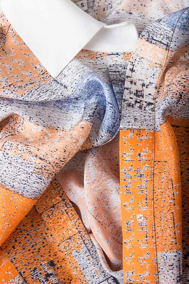 Printed silk-blend shirt Framboise image 3