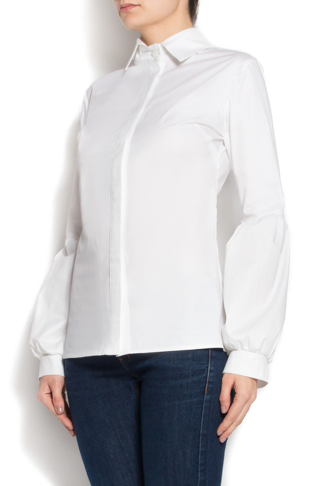 Puffed sleeve cotton shirt Framboise image 1