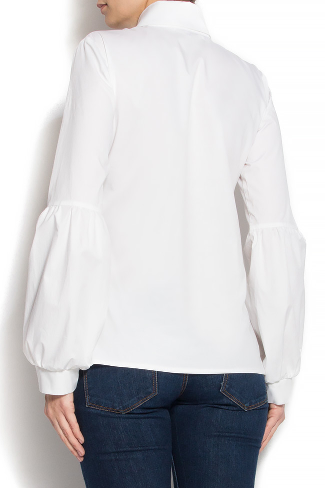 Puffed sleeve cotton shirt Framboise image 2