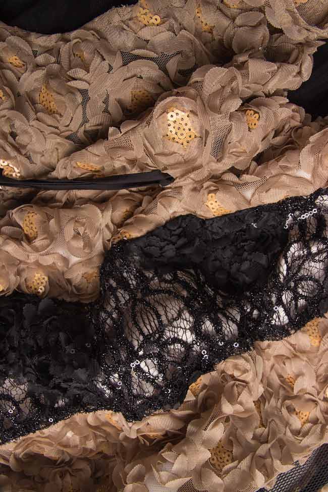Rochie maxi din crep cu aplicatii cusute manual Elena Perseil imagine 4