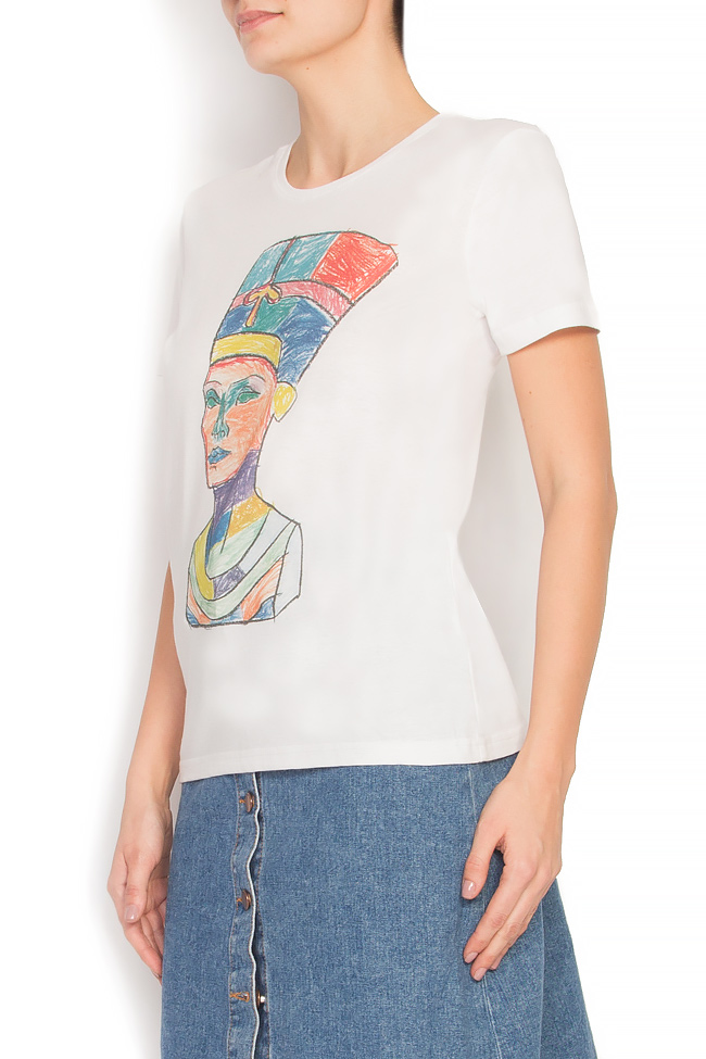 Tricou din bumbac imprimat digital Nefertiti Alina Petcan imagine 1