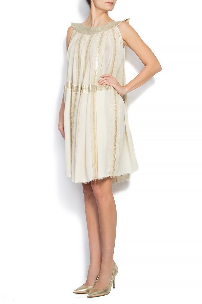 Pleated wool linen and cotton-blend dress Daniela Barb image 2