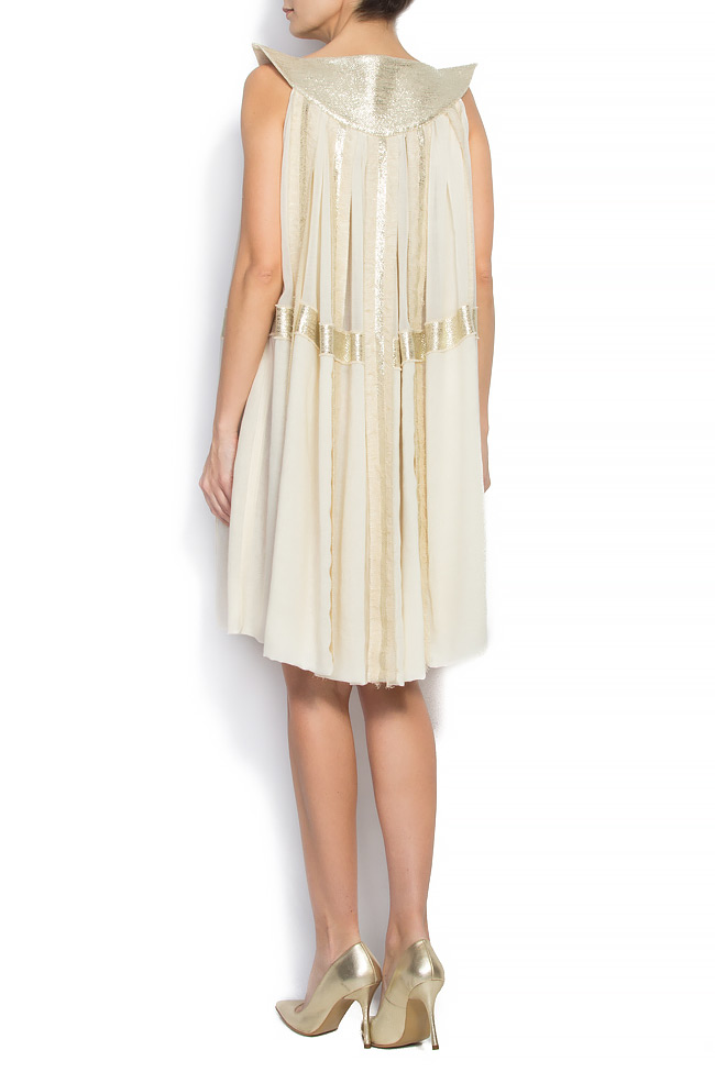 Pleated wool linen and cotton-blend dress Daniela Barb image 3