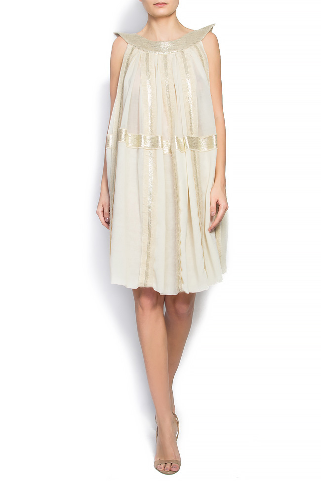 Pleated wool linen and cotton-blend dress Daniela Barb image 1