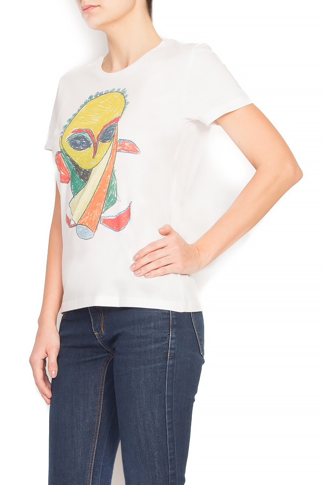 T-shirt en coton à imprimé Mademoiselle Pogany Alina Petcan image 1