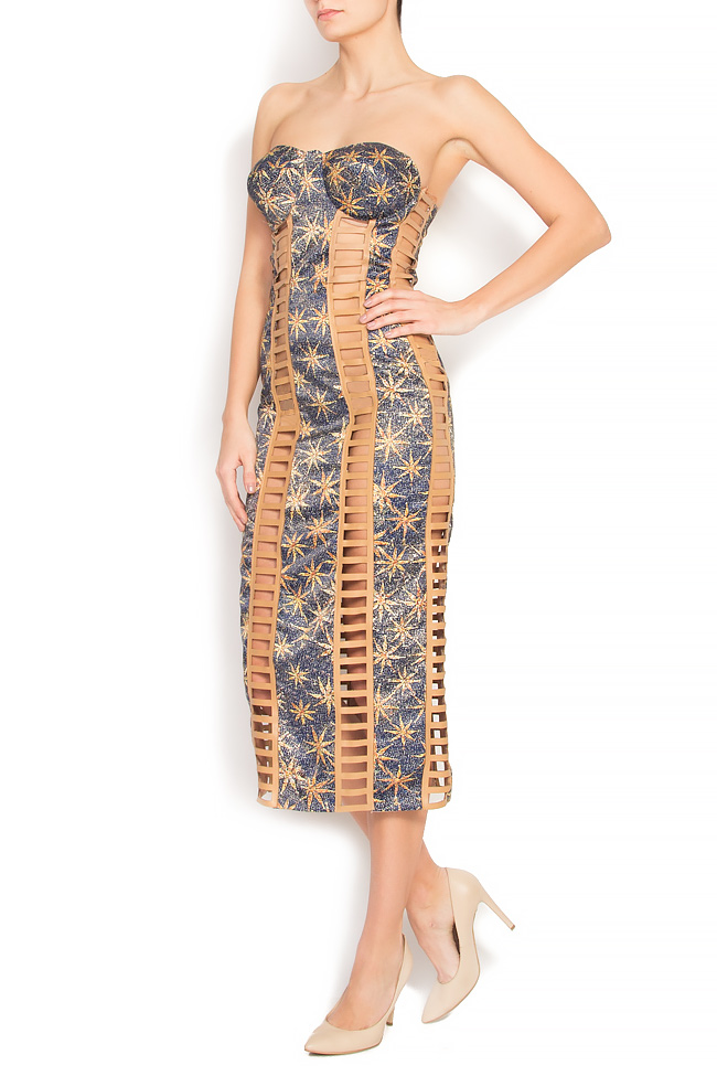 فستان من الساتان و الجلد الطبيعي الكسنادرو رايكو image 1