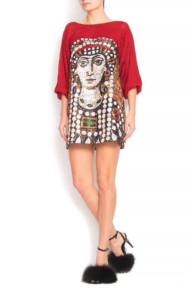 فستان من الساتان و الحرير المطبوع الكسنادرو رايكو image 0
