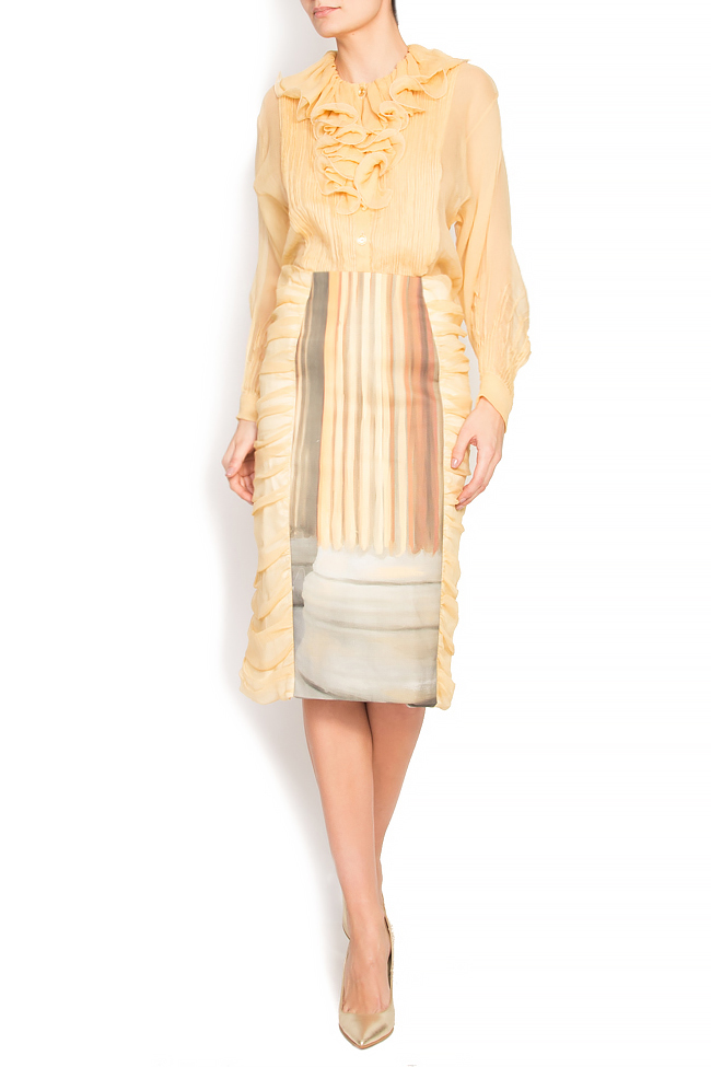 Paneled silk and cotton midi skirt Alexandru Raicu image 0