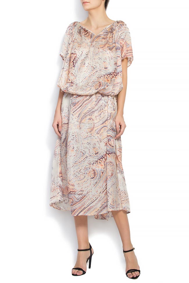 Printed silk-satin dress Daniela Barb image 0