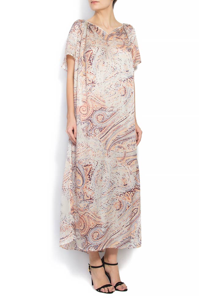 Printed silk-satin dress Daniela Barb image 1