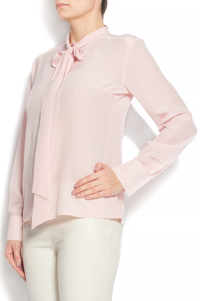 Chemise en soie à nœud lavallière  Framboise image 1