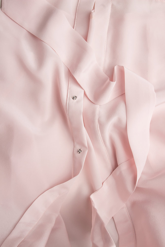 Chemise en soie à nœud lavallière  Framboise image 3