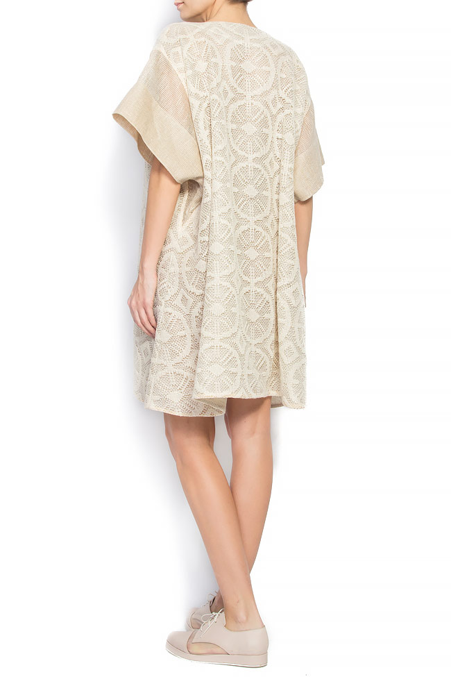 Crochet-paneled linen-blend dress Daniela Barb image 2
