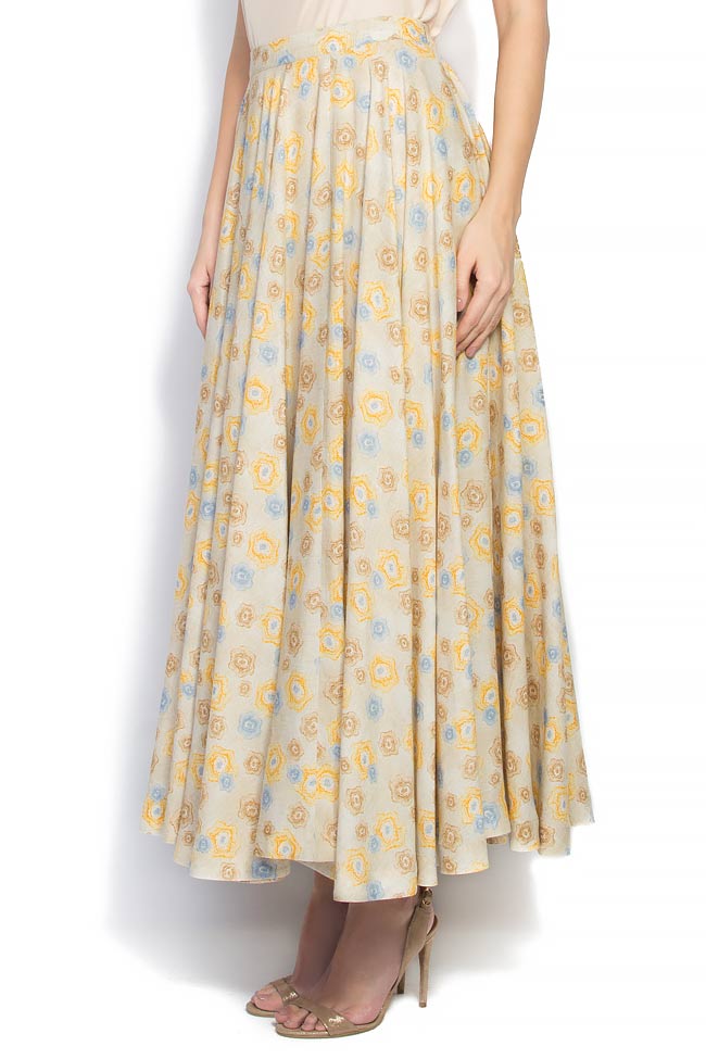 Floral-print cotton and linen skirt Daniela Barb image 1