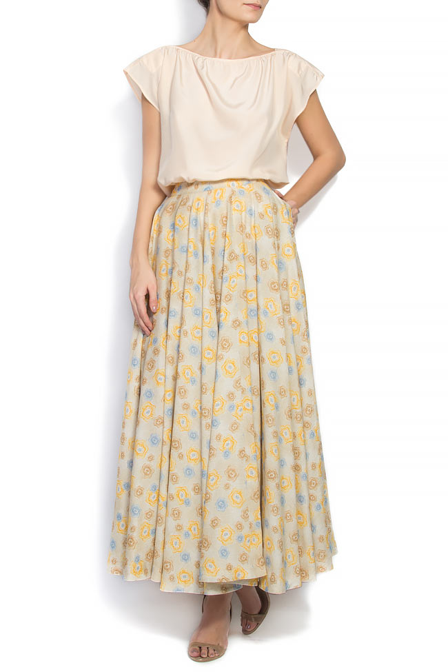 Floral-print cotton and linen skirt Daniela Barb image 0