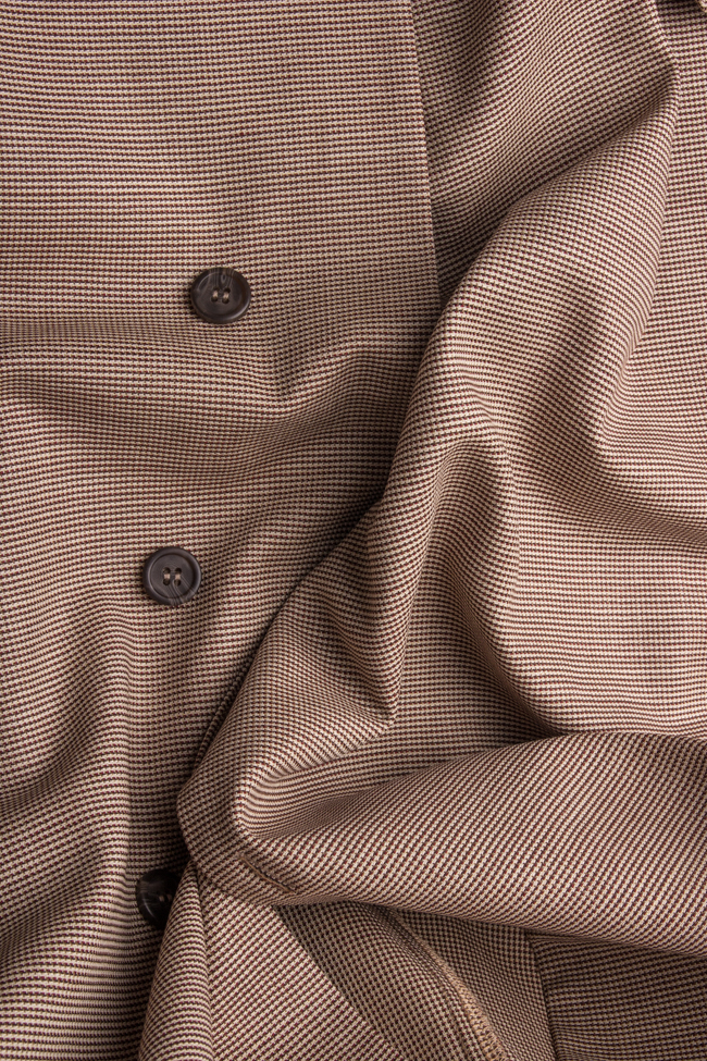 Gingham asymmetric wool dress Framboise image 4