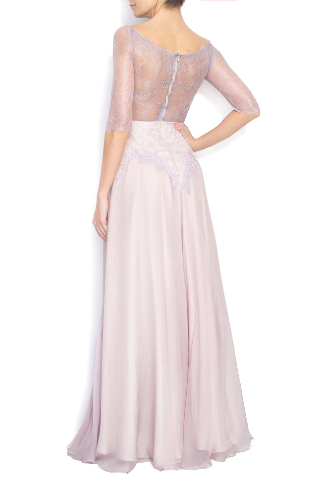 Embroidered Chantilly lace silk-georgette gown Nicole Enea image 2