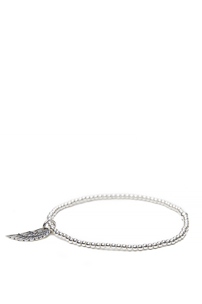 Angel Wing silver bracelet Obsidian image 1
