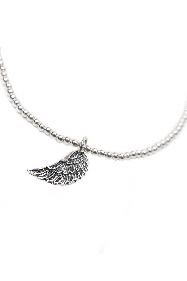 Angel Wing silver bracelet Obsidian image 2