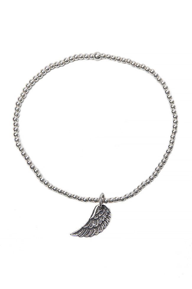 Angel Wing silver bracelet Obsidian image 0