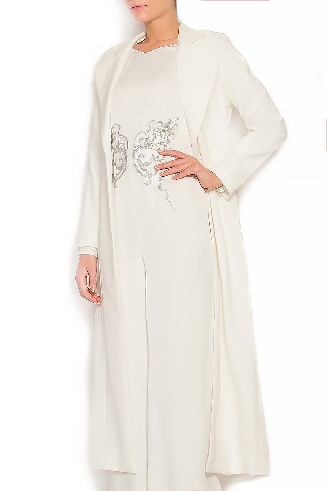 Manteau en crêpe avec broderie réalisée à la main Arabela Sim image 1