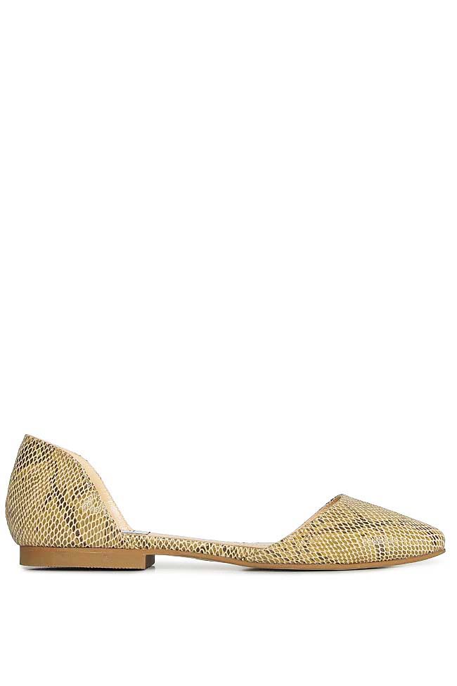 Snake-effect leather point-toe flats Hannami image 0
