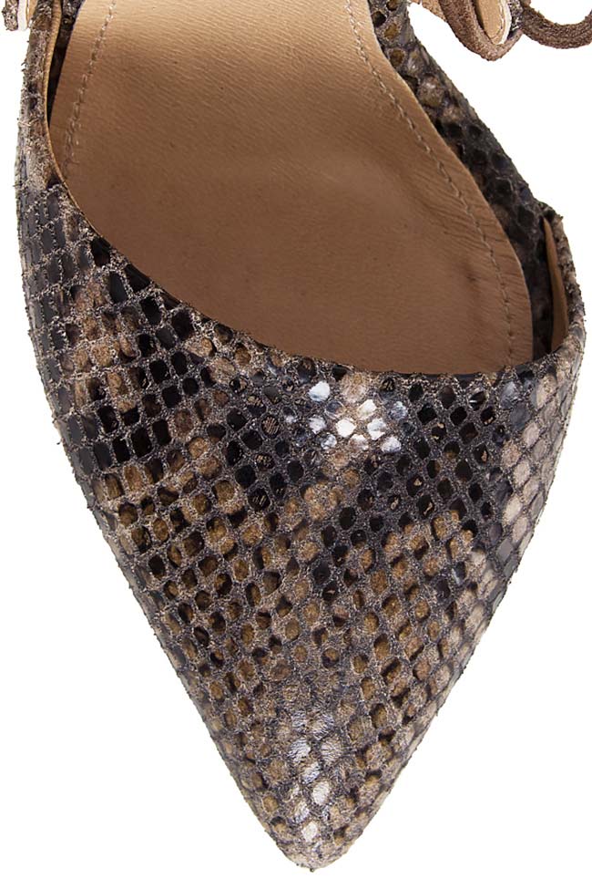 Pantofi din piele naturala tip sarpe Hannami imagine 3