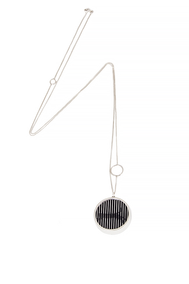 Handmade silver necklace with plexiglas pendant Snob. image 0