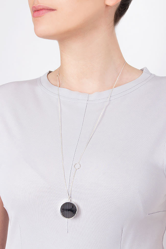 Handmade silver necklace with plexiglas pendant Snob. image 5
