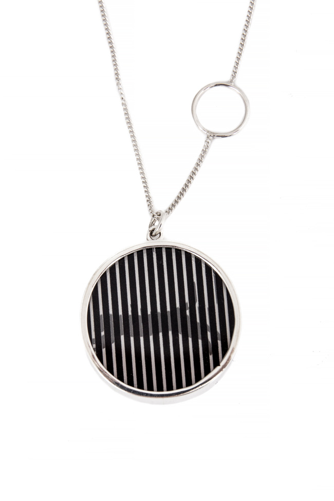 Handmade silver necklace with plexiglas pendant Snob. image 1
