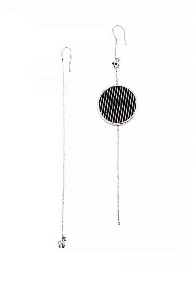 Handmade silver earrings with plexiglas pendant Snob. image 0