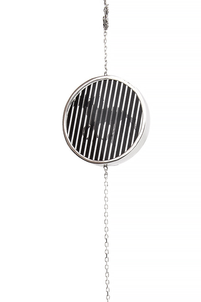 Handmade silver earrings with plexiglas pendant Snob. image 1