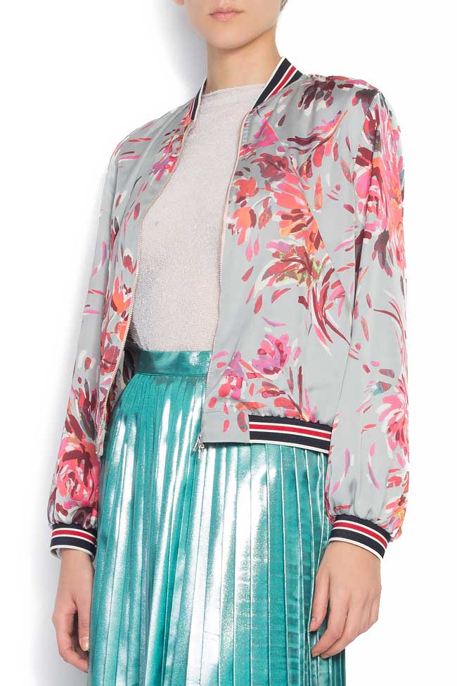 Jacheta din amestec de matase cu imprimeu floral Cloche imagine 1