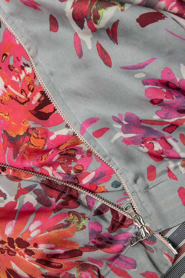Jacheta din amestec de matase cu imprimeu floral Cloche imagine 4