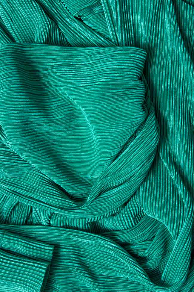 Combi-pantalon plissée en coton mélangé vert Cloche image 4