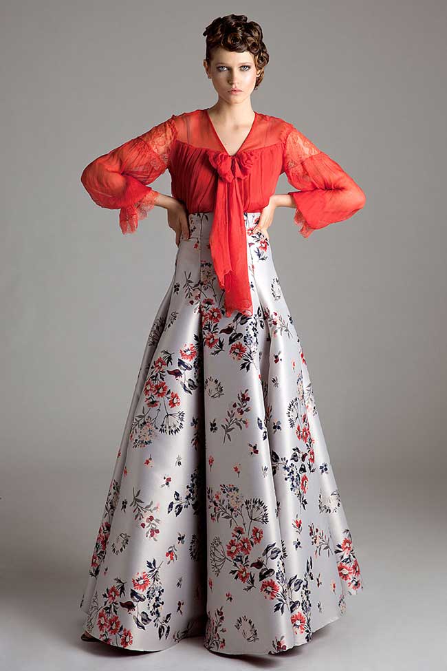 Floral-print jacquard maxi skirt Elena Perseil image 3