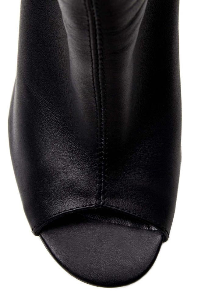 Leather peep-toe ankle boots Mihaela Glavan  image 3