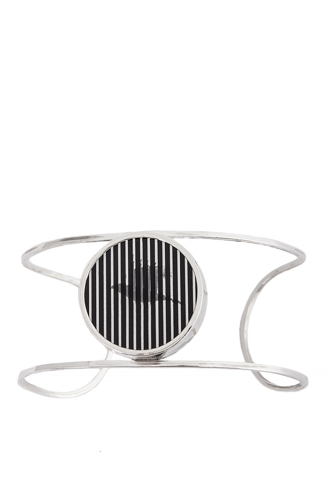 Handmade silver cuff with plexiglas pendant Snob. image 1