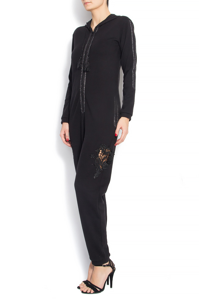 Long-sleeved lace paneled cotton jumpsuit Elena Perseil image 1
